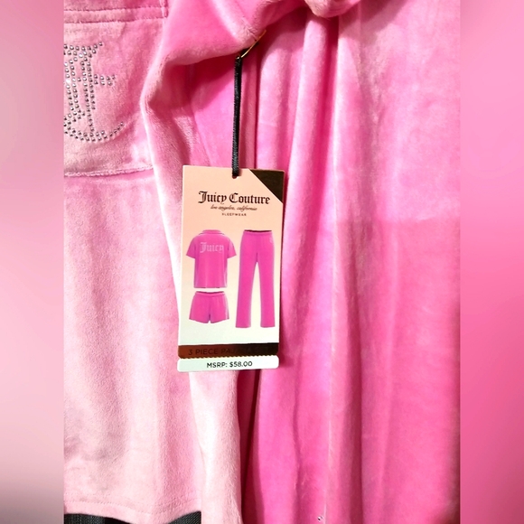 Juicy Couture 3-Piece Womens Pajama Set Lounge Wear Soft Comfy Rhinestone - Picture 6 of 12